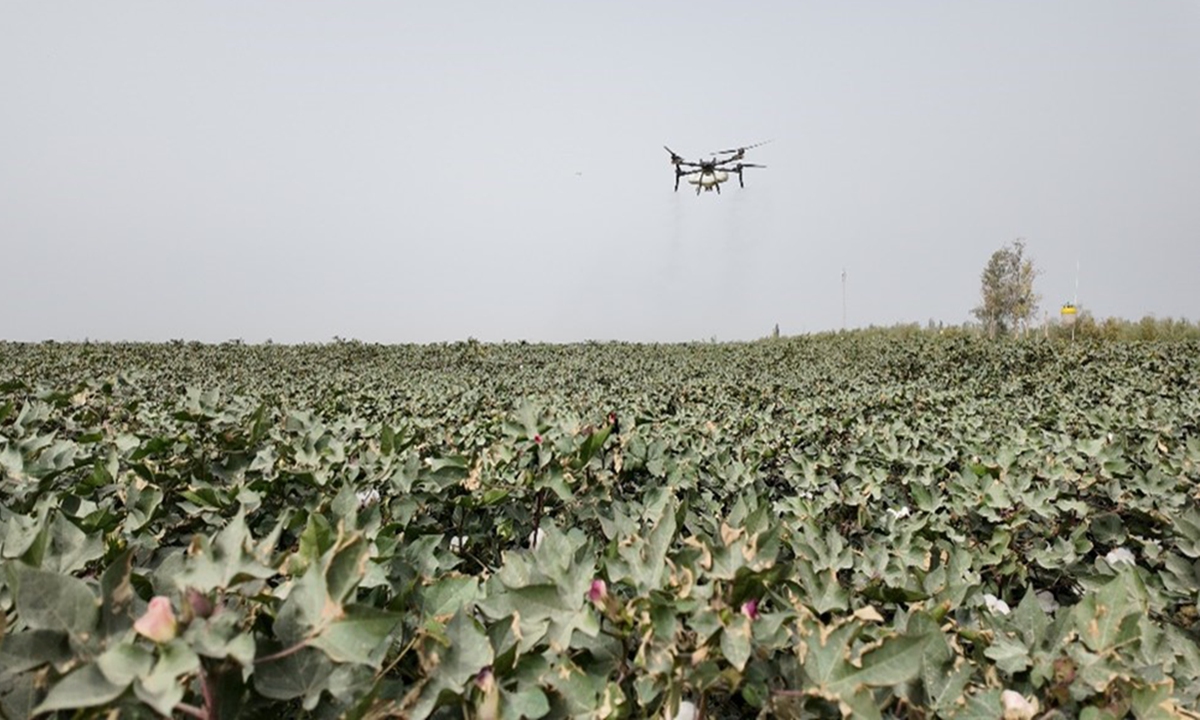 A drone operates in China