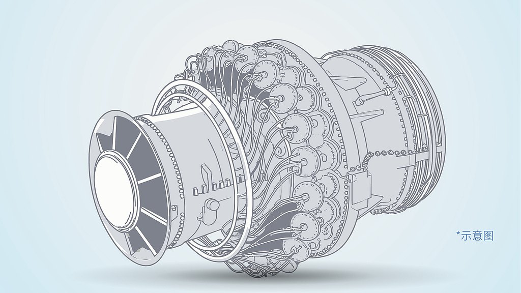 Illustration de la première turbine à gaz lourde de 110 mégawatts de la Chine, le Taihang 110. / VCG