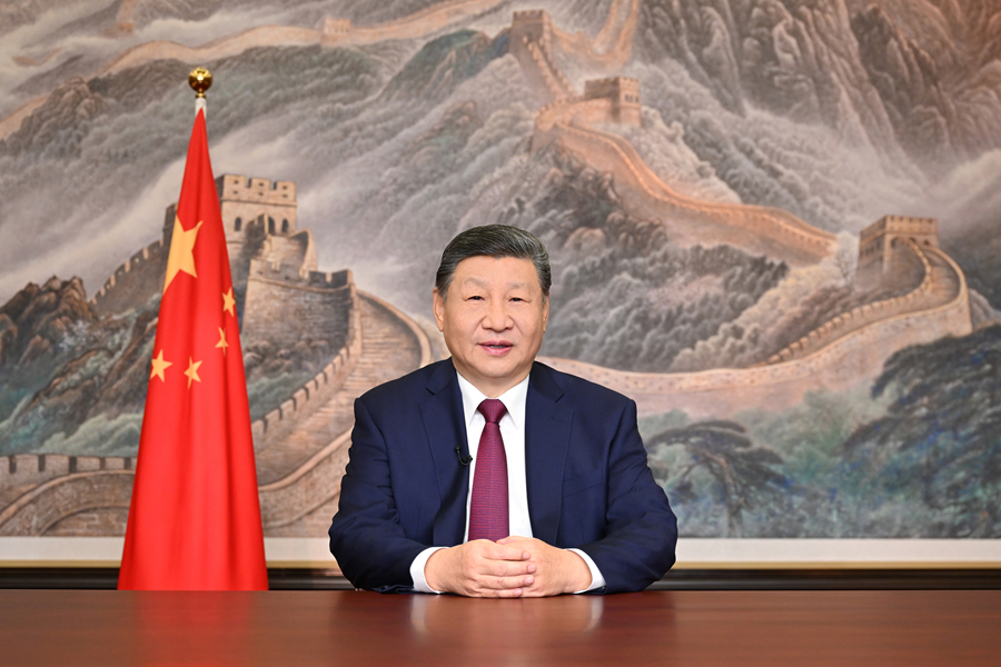 Le président chinois Xi Jinping prononce son discours du Nouvel An 2026, le 31 décembre 2025. /Xinhua