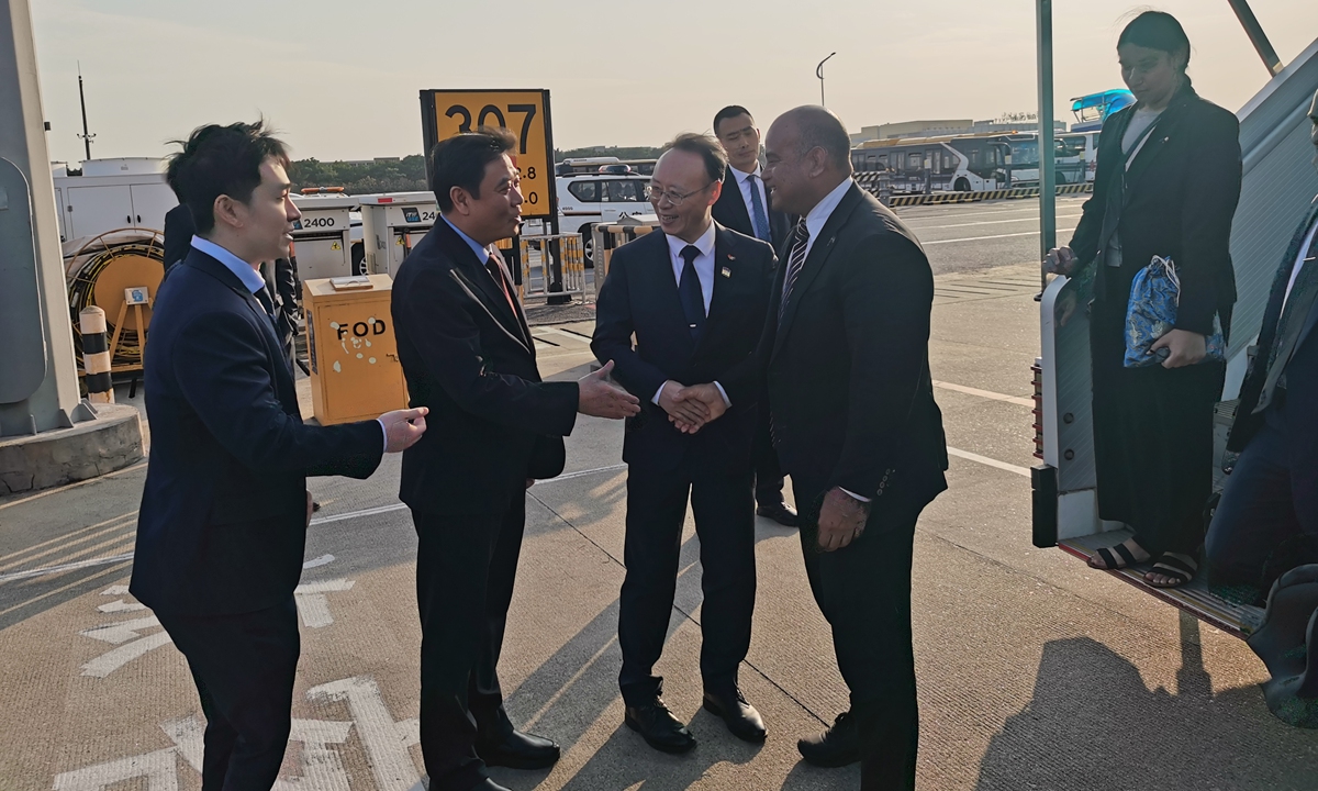 President of Nauru David Adeang arrives in Guangzhou, South China