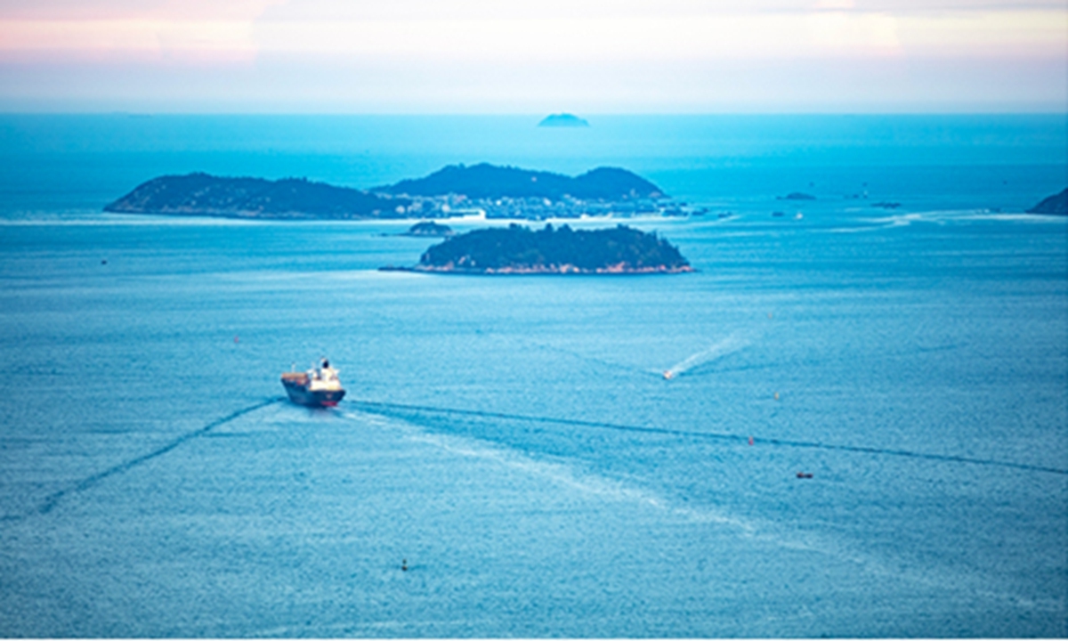 A view of the Taiwan Straits is seen from Xiamen port, in East China