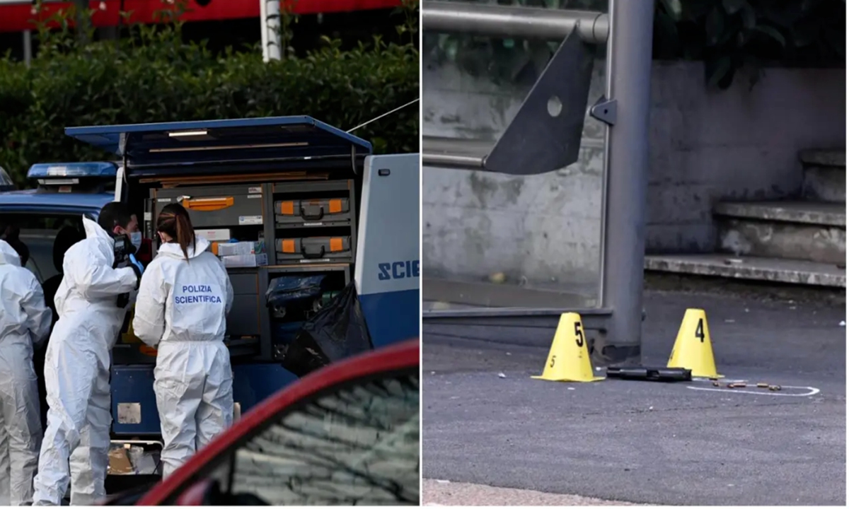 Investigators at the scene of the case Photo: Screenshot from Italian media outlet TGCOM 24