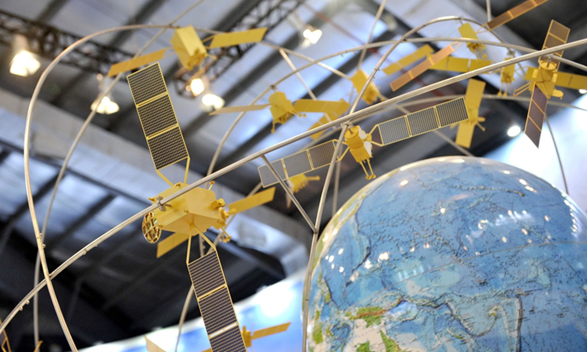 File photo of a model of the BeiDou Navigation Satellite System (BDS) Photo: Xinhua