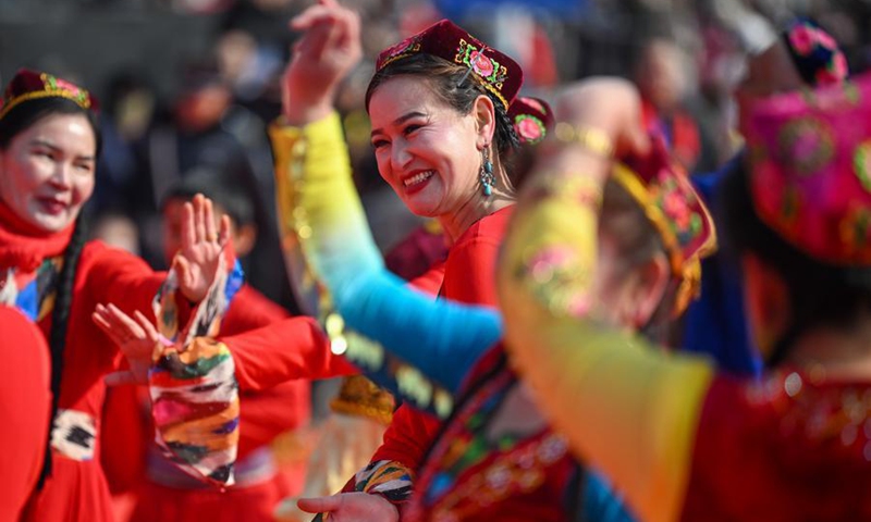 This photo taken on Feb. 26, 2026 shows a scene at a Shehuo gala in Urumqi, northwest China