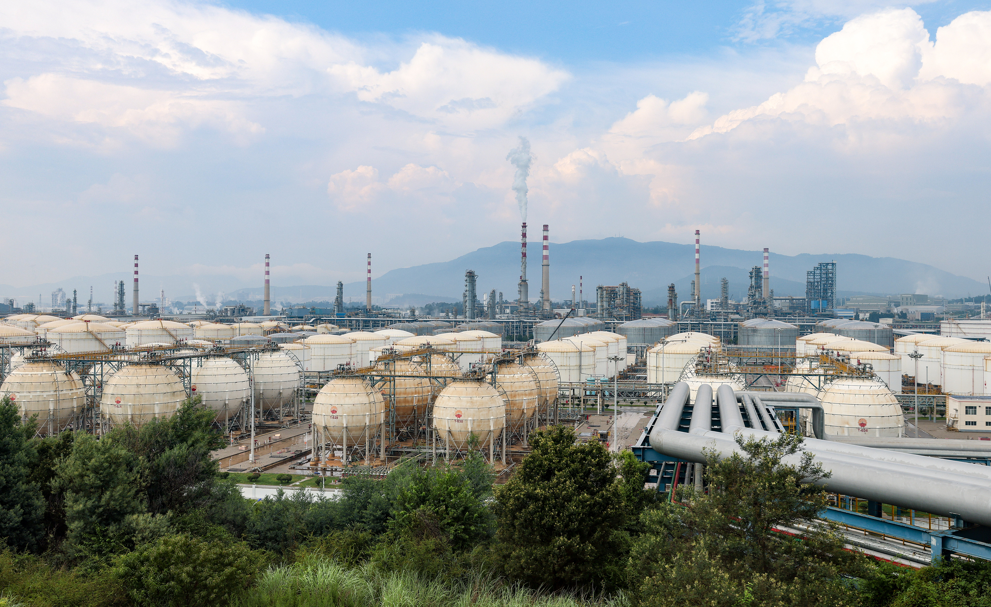PetroChina Yunnan Petrochemical Co., Ltd., l'unique raffinerie de l'oléoduc de pétrole brut Chine-Myanmar, à Anning, Kunming, province du Yunnan, Chine, le 19 août 2024. /VCG
