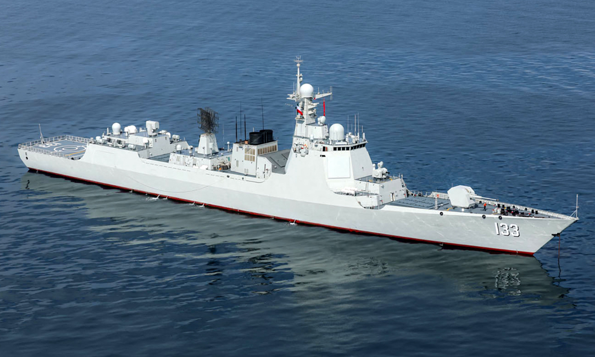 A file photo of the PLA Navy warship 133, the Baotou, an improved variant of the Type 052D destroyer Photo: VCG