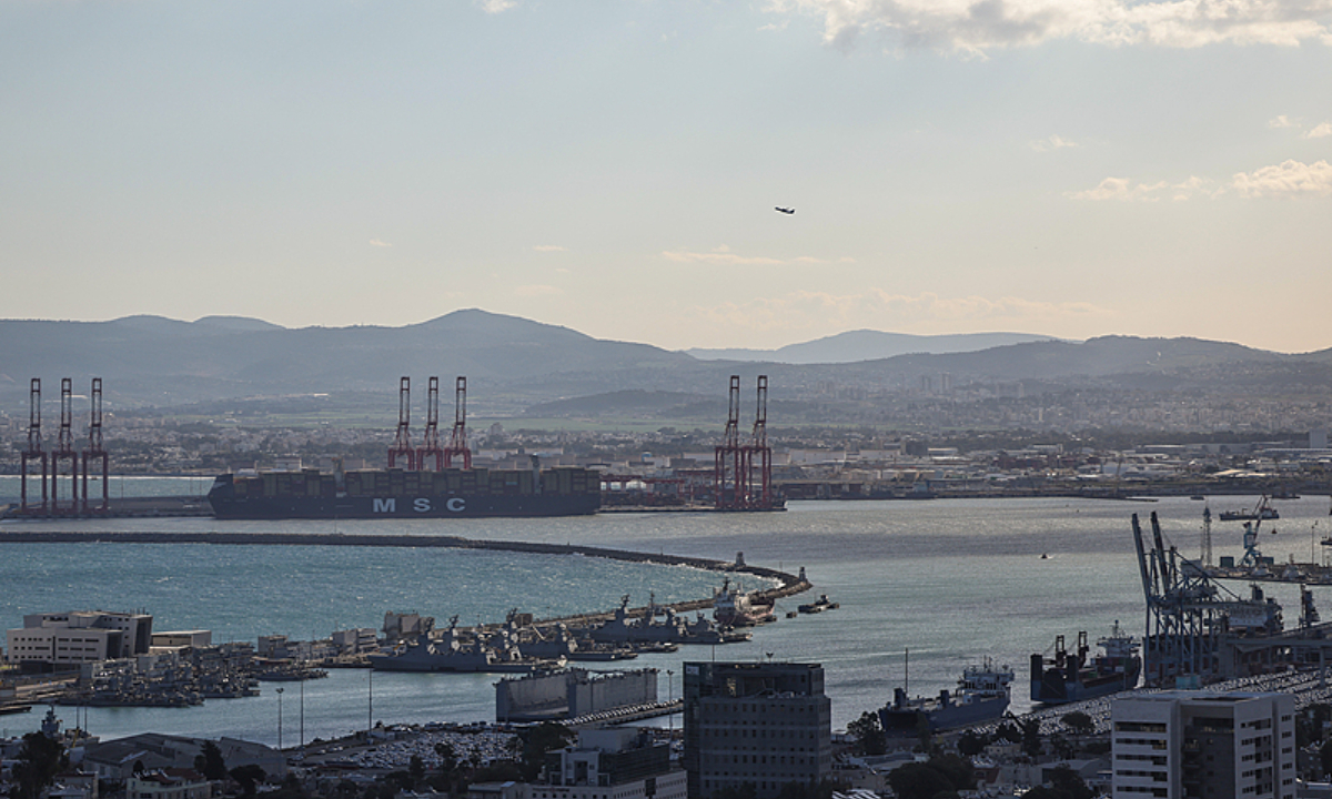 A view of the Haifa port in Israel on February 27, 2026, ahead of the expected arrival of the USS Gerald R. Ford aircraft carrier to the Haifa port. Photo: VCG