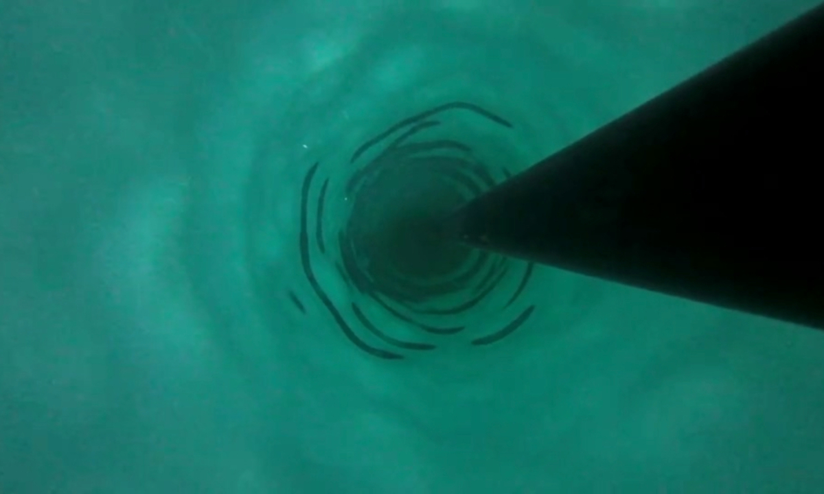 Footage from beneath an ice sheet during China’s first Antarctic hot-water drilling experiment Photo: Xinhua