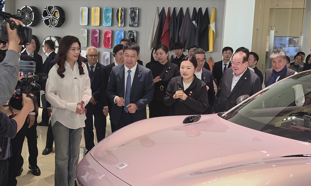 Kuomintang Chairwoman Cheng Li-wun visits a Xiaomi Auto