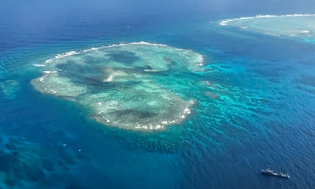 An aerial view of an island in the Nansha Qundao Photo: VCG
