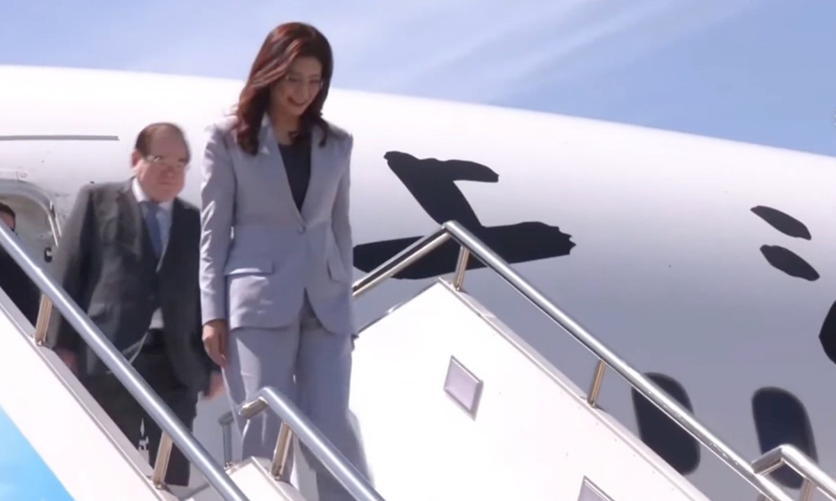 A delegation of the Chinese Kuomintang (KMT) party, led by its chairwoman Cheng Li-wun, arrived in Shanghai at noon on Tuesday for a mainland visit that will run through Sunday. Photo: Screenshot from Taiwan regional media CT